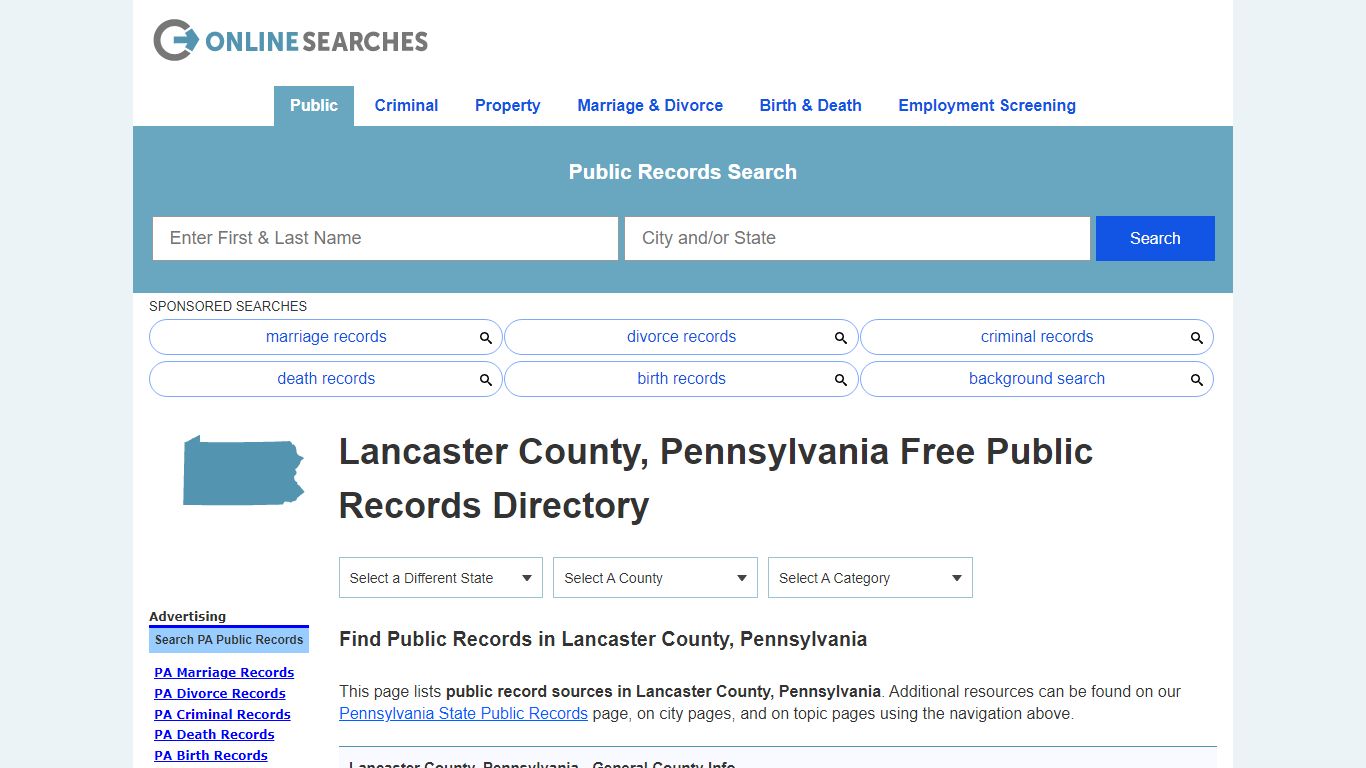 Lancaster County, Pennsylvania Public Records Directory