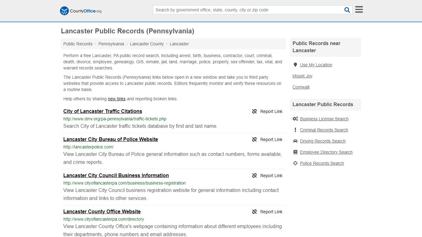 Public Records - Lancaster, PA (Business, Criminal, GIS, Property ...