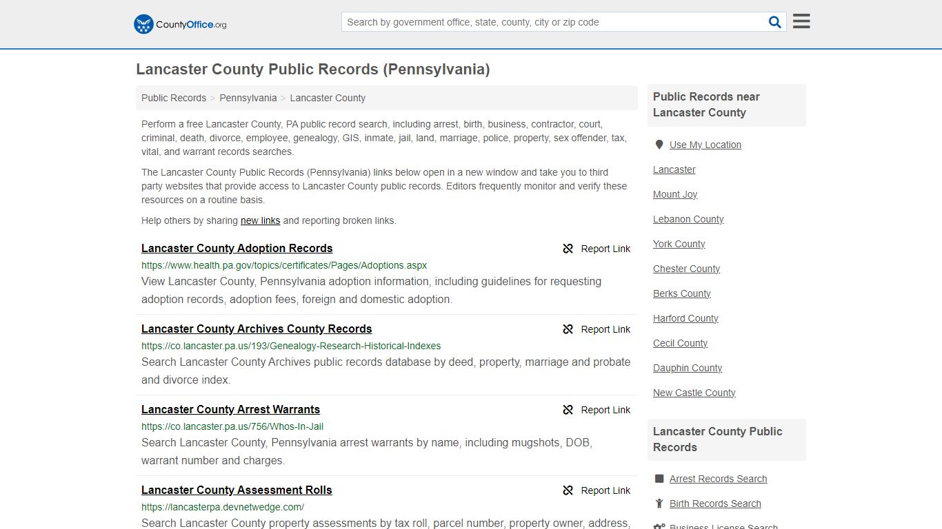 Public Records - Lancaster County, PA (Business, Criminal, GIS ...